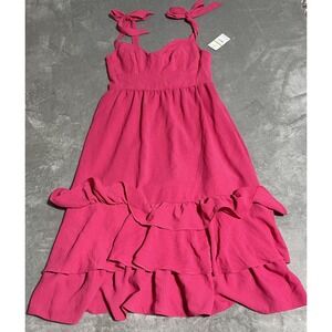 Sofia Jeans Womens Pink Dress Womens Large Tiered Bow Straps Beach Smocked
